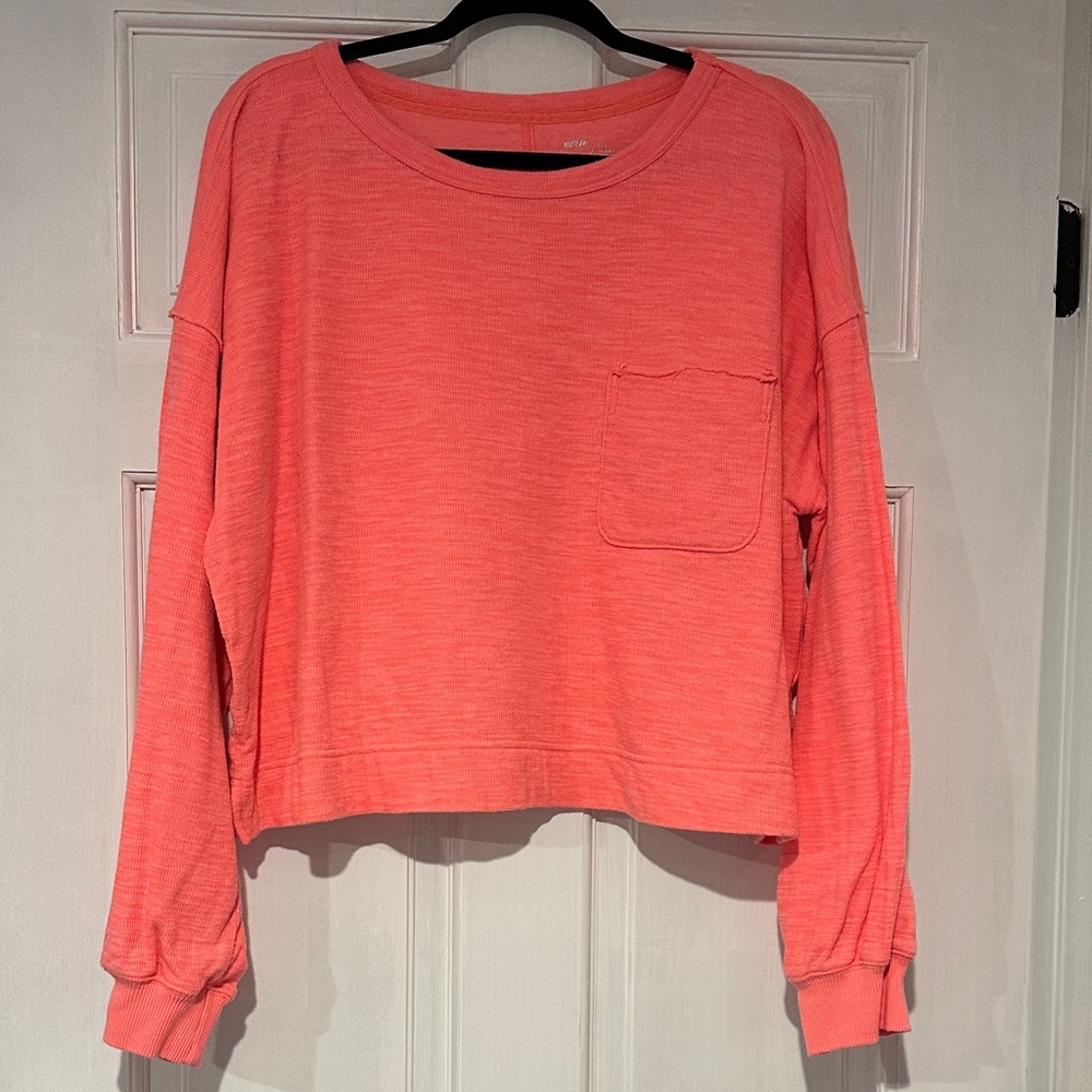 Aerie Bright Coral Long Sleeve Tee